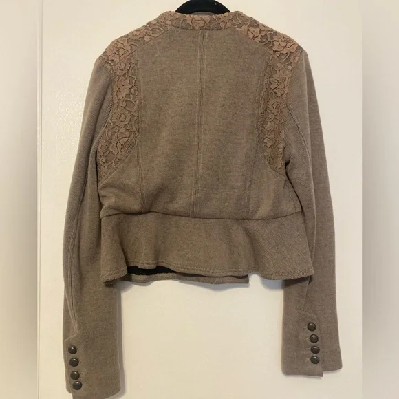 Free People - Victorian Lace Military Knit Cropped Jacket - Size 12 - Picture 7 of 8